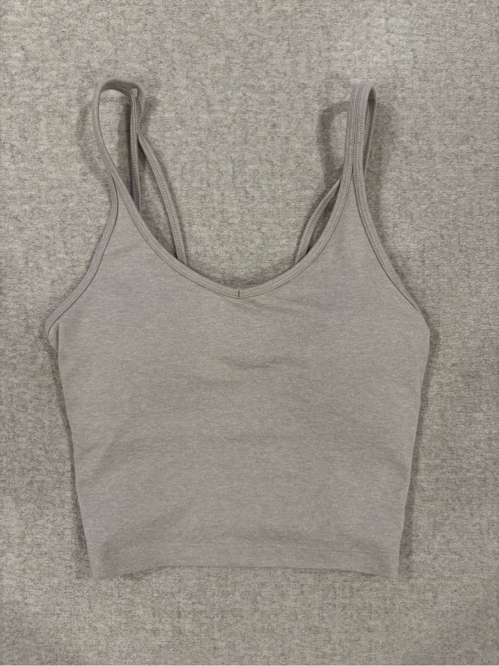Vuori Heather Tan Double-Strap Scoop Tank